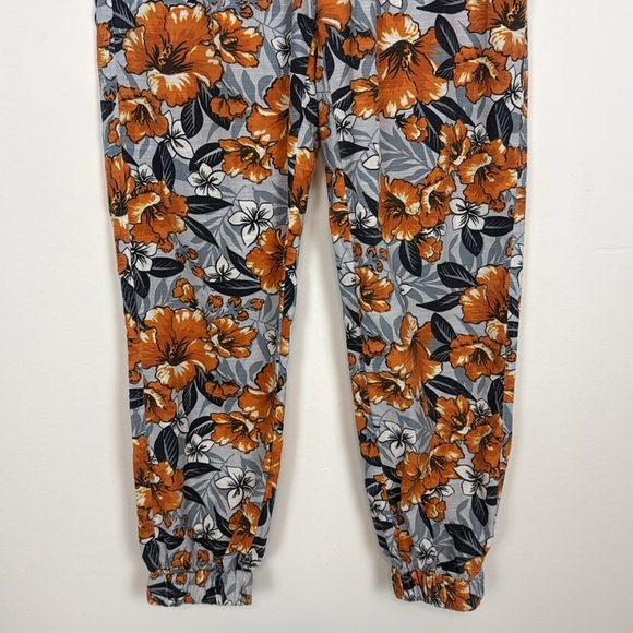 Urban Outfitters Orange and Gray Hawaiian Floral Print Pull on Joggers. Size Med - Picture 3 of 14